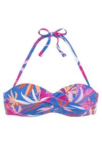 Buffalo B&uuml;gel-Bandeau-Bikini-Top Bikini Oberteil Damen - blau-pink bedruckt