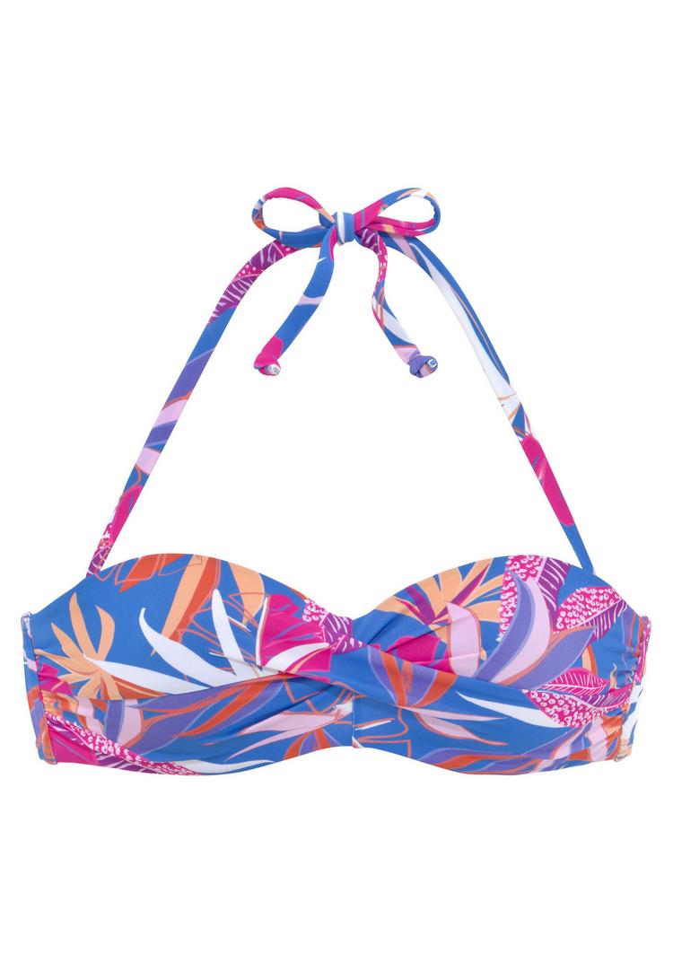 Buffalo Buffalo B&uuml;gel-Bandeau-Bikini-Top Bikini Oberteil Damen - blau-pink bedruckt - 0 | SportScheck