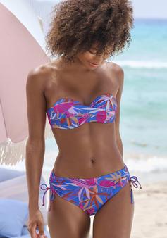 Rückansicht von Buffalo Bügel-Bandeau-Bikini-Top Bikini Oberteil Damen blau-pink bedruckt