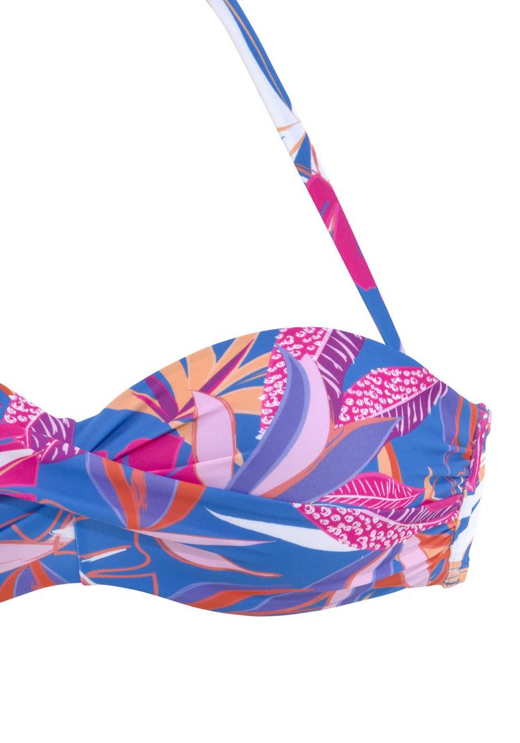 Buffalo Buffalo B&uuml;gel-Bandeau-Bikini-Top Bikini Oberteil Damen - blau-pink bedruckt - 1 | SportScheck