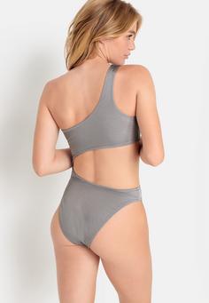 Rückansicht von LSCN by Lascana Monokini Badeanzug Damen silber