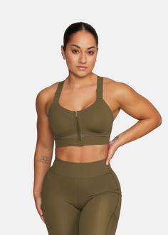 Rückansicht von Gold’s Gym  GEENA Sport-BH Damen dark olive