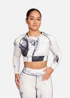 Rückansicht von Gold's Gym HELEN Croptop Damen mandrall abstract