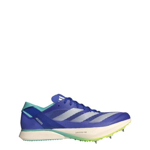 Rückansicht von adidas Adizero Avanti Spike-Schuh Laufschuhe Cobalt Blue / Zero Metalic / Lucid Lemon