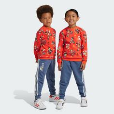 Rückansicht von adidas Disney Micky Maus Jogginganzug Trainingsanzug Kinder Bright Red / Multicolor