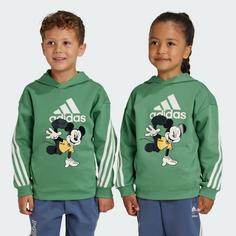 Rückansicht von adidas Disney Micky Maus Sweatshirt Hoodie Kinder Preloved Green / Off White / Semi Spark