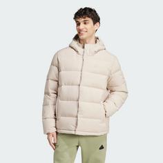 Rückansicht von adidas Helionic Hooded Daunenjacke Winterjacke Herren Wonder Beige / Wonder Beige