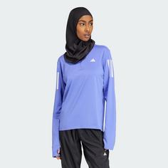 Rückansicht von adidas Own the Run Half-Zip Oberteil Langarmshirt Damen Semi Cobalt Blue