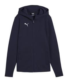 PUMA teamFINAL Casuals Kapuzenjacke Damen Fußballtrikot Damen dunkelblausilber