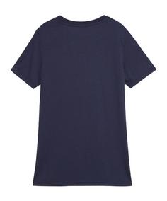 Rückansicht von PUMA teamFINAL Casuals T-Shirt Damen Fußballshorts Damen dunkelblausilber