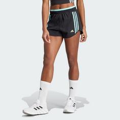 Rückansicht von adidas Own the Run 3-Streifen Shorts Funktionsshorts Damen Black / Flash Aqua