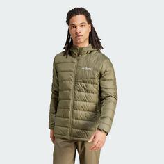 Rückansicht von adidas Terrex Multi Light Hooded Daunenjacke Outdoorjacke Herren Olive Strata