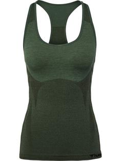 hummel HMLCLEA SEAMLESS TOP Funktionstop Damen CLIMBING IVY/BEETLE MELANGE