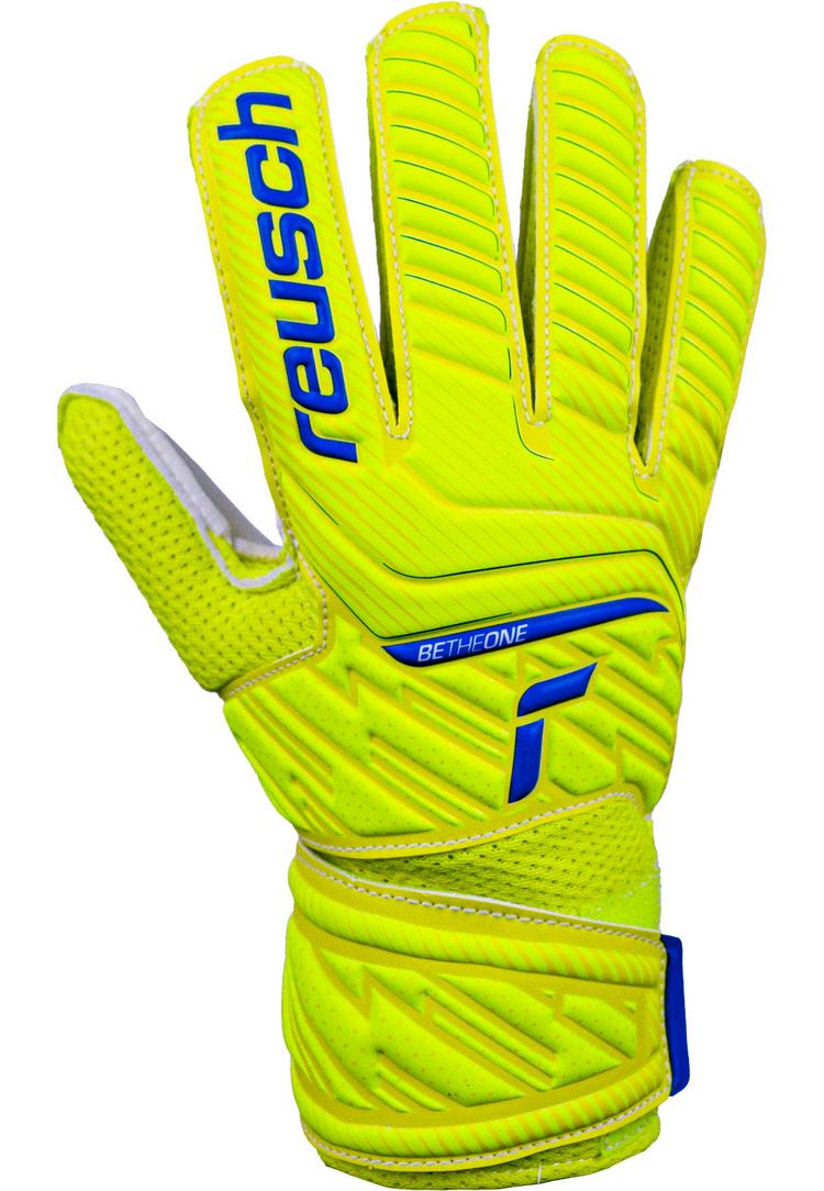 Reusch Reusch Attrakt Solid Junior Torwarthandschuhe Kinder - safet yellow/dp blue/whit - 0 | SportScheck