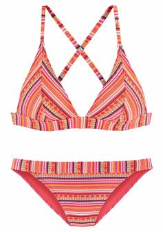 Lascana Triangel-Bikini Bikini Set Damen orange-gestreift