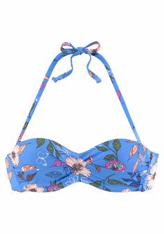 S.OLIVER Bügel-Bandeau-Bikini-Top Bikini Oberteil Damen blau-bedruckt