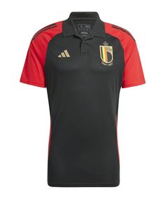 adidas Belgien Poloshirt EM 2024 Fanshirt schwarzrot
