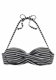 S.OLIVER Bandeau-Bikini-Top Bikini Oberteil Damen schwarz-weiß-gestreift