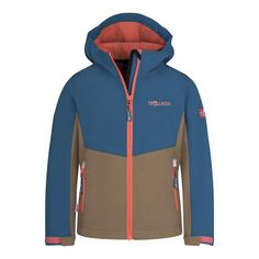 Trollkids Kristiansand Softshelljacke Kinder Atlantisblau/Mokkabraun/Papayaorange