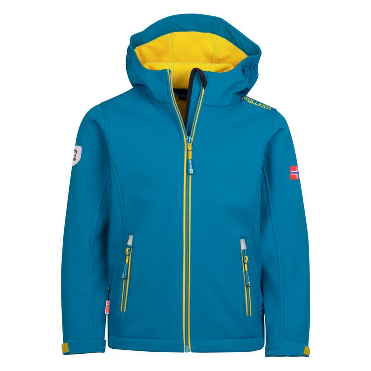 Trollkids Trollkids Trollfjord Softshelljacke Kinder - Atlantisblau/Gingergelb - 0 | SportScheck