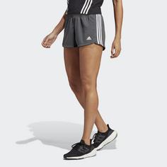 Rückansicht von adidas Pacer 3-Streifen Knit Shorts Funktionsshorts Damen Grey Six / White