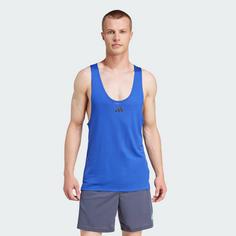 Rückansicht von adidas Workout Stringer Tanktop Funktionstank Herren Semi Lucid Blue / Black