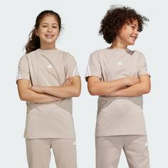 Rückansicht von adidas Future Icons 3-Streifen T-Shirt T-Shirt Kinder Wonder Taupe / White
