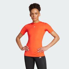 Rückansicht von adidas TECHFIT Training T-Shirt Funktionsshirt Damen Bright Red