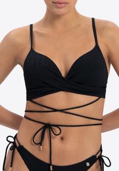 Rückansicht von BEACHLIFE. Black Swirl Bikini Oberteil Damen schwarz