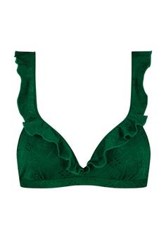 BEACHLIFE. Green Embroidery Bikini Oberteil Damen green