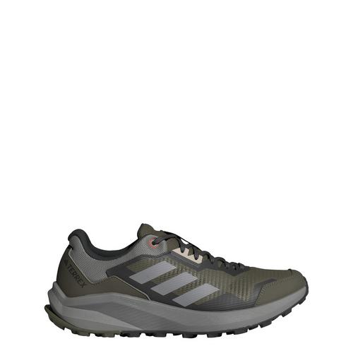 Rückansicht von adidas TERREX Trail Rider Trailrunning-Schuh Wanderschuhe Olive Strata / Charcoal Solid Grey / Semi Impact Orange