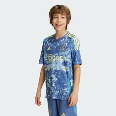 Rückansicht von adidas Ajax 24/25 Kids Auswärtstrikot Fußballtrikot Kinder Crew Blue