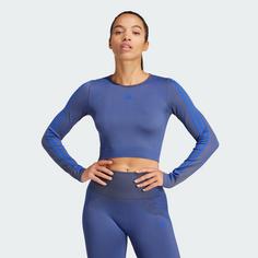 Rückansicht von adidas Knit Longsleeve T-Shirt Damen Shadow Navy / Semi Lucid Blue