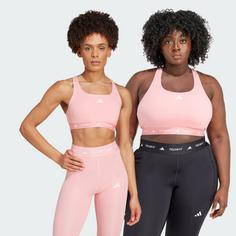 Rückansicht von adidas TECHFIT Medium-Support Sport-BH Sport-BH Damen Semi Pink Spark