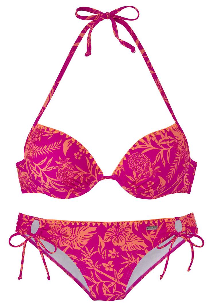 VENICE BEACH VENICE BEACH Push-Up-Bikini Bikini Set Damen - orange-pink bedruckt - 0 | SportScheck