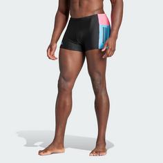 Rückansicht von adidas Colorblock 3-Streifen Boxer-Badehose Badeshorts Herren Black / Lucid Pink / Blue Burst / Black