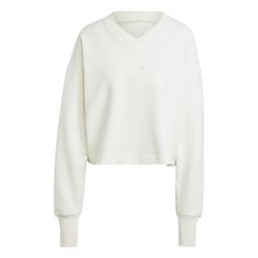 adidas ALL SZN Ribbed V-Neck Sweatshirt Langarmshirt Damen Off White