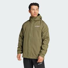 Rückansicht von adidas Terrex Multi 2L RAIN.RDY Regenjacke Outdoorjacke Herren Olive Strata