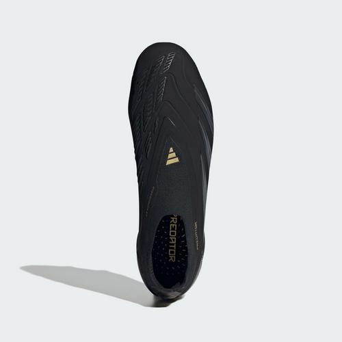 Rückansicht von adidas Predator Elite Laceless FG Fußballschuh Fußballschuhe Core Black / Carbon / Gold Metallic