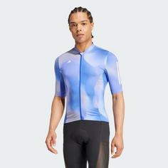 Rückansicht von adidas Tempo 3-Streifen Nature Art Radtrikot Funktionsshirt Herren Lucid Blue