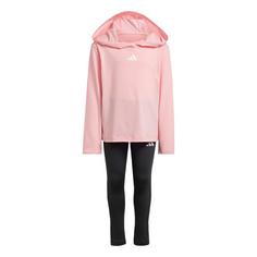 adidas Sweatshirt und Leggings Kids Set Trainingsanzug Kinder Semi Pink Spark / Core White / White