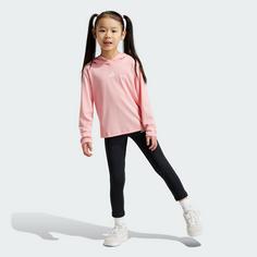 Rückansicht von adidas Sweatshirt und Leggings Kids Set Trainingsanzug Kinder Semi Pink Spark / Core White / White