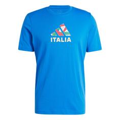 adidas Italien Fußball Fan Graphic T-Shirt Fanshirt Herren Blue