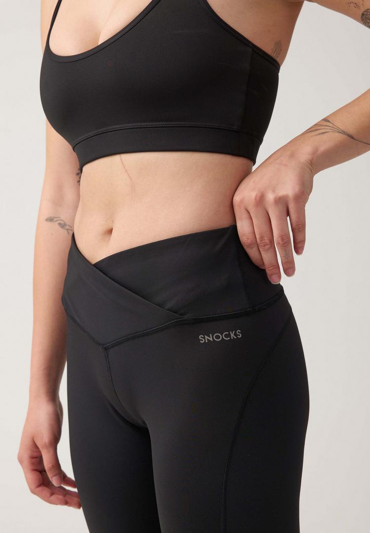 Snocks Snocks High Waist Leggings Damen V Cross Tights Damen - Schwarz - 2 | SportScheck