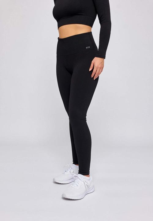 Rückansicht von Snocks Gerippte Leggings Damen Schwarz