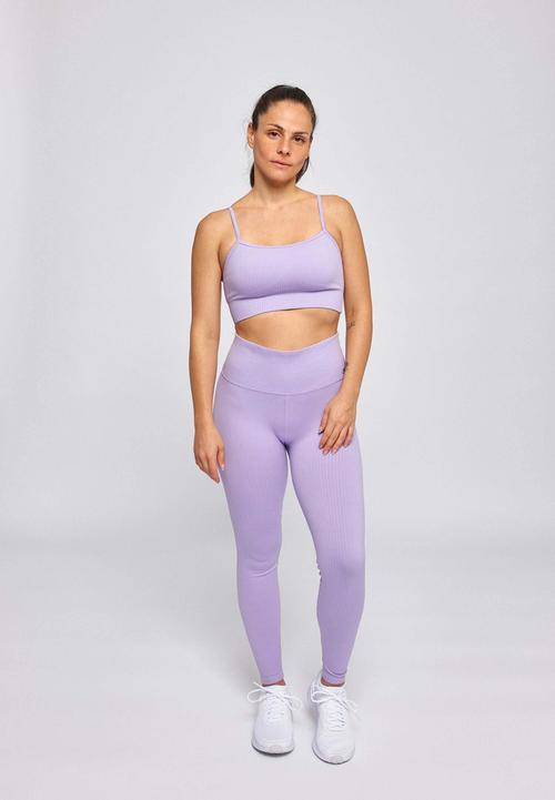 Rückansicht von Snocks Gerippte Leggings Damen Pastelllila