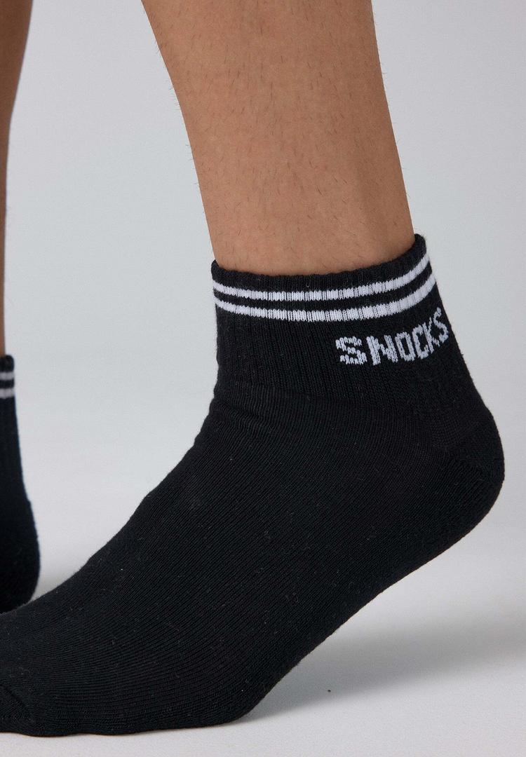 Snocks Snocks Retro Sneaker Socken aus Bio-Baumwolle Socken - Schwarz (Streifen) - 3 | SportScheck
