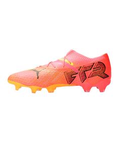 Rückansicht von PUMA FUTURE 7 Ultimate Low FG/AG Lights Out Fußballschuhe orangeschwarzrosa
