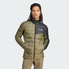 Rückansicht von adidas Terrex Multi Light Daunenjacke Outdoorjacke Herren Olive Strata / Black