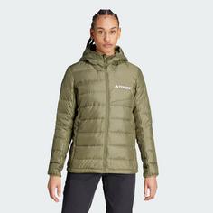 Rückansicht von adidas Terrex Multi Light Hooded Daunenjacke Funktionsjacke Damen Olive Strata